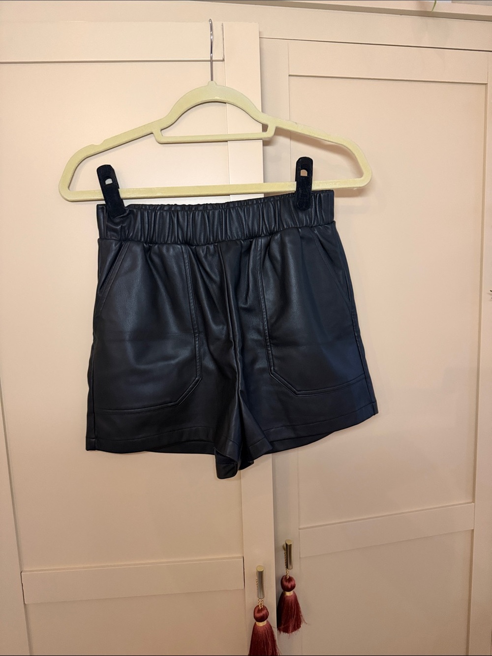 Steve Madden Black High-Waist Faux Leather Shorts